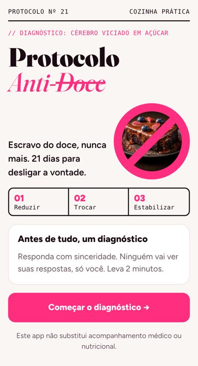 Tela de abertura do app Protocolo Anti-Doce