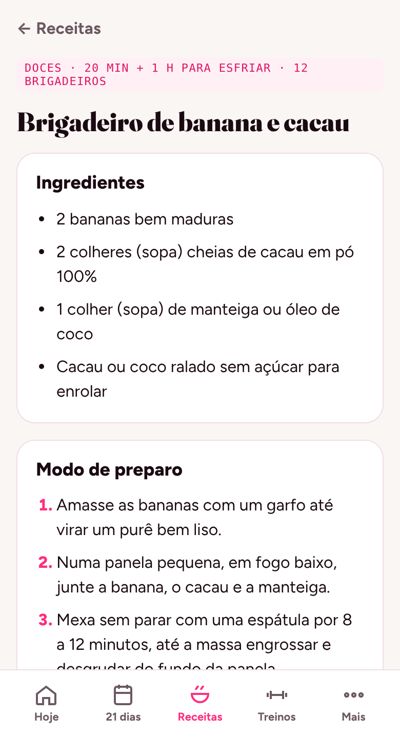 Receita sem açúcar